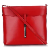 Torebki damskie - Włoska Torebka Skórzana Listonoszka wykonana z Solidnej Skóry Licowej Czerwona - miniaturka - grafika 1