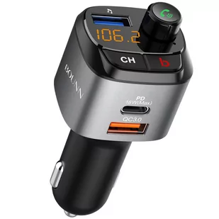 Transmiter FM+Ładowarka Samochodowa Bounn QC3.0+PD20W  Zestaw Głośnomówiący - Transmitery FM - miniaturka - grafika 1