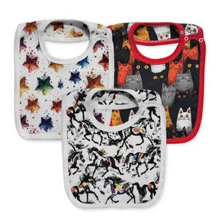 DUŻE ŚLINIAKI dla NIEMOWLĄT 3 SZT ZAPINANE na napy REGULOWANE wzory - Śliniaki i fartuszki - miniaturka - grafika 1