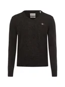 Swetry męskie - Gant Męski sweter z dzianiny Mężczyźni czarny jednolity, M - miniaturka - grafika 1