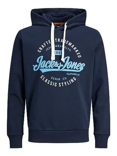 Bestseller A/S Męska bluza z kapturem Jjmikk Sweat Hood Pls, granatowy blezer, 6XL duże rozmiary - Bluzy męskie - miniaturka - grafika 1