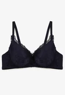 Biustonosze - Granatowy Usztywniany Biustonosz Full Cup z Koronką Brolle - Born2be - miniaturka - grafika 1