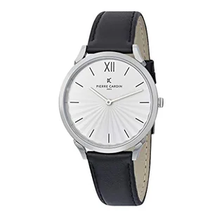 Pierre Cardin Zegarek analogowy unisex Pigalle plissée ze skórzanym paskiem, Czarny/biały/srebrny, Pasek - Paski - miniaturka - grafika 1