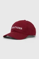 Czapki męskie - Tommy Hilfiger czapka z daszkiem bawełniana kolor bordowy z aplikacją - miniaturka - grafika 1