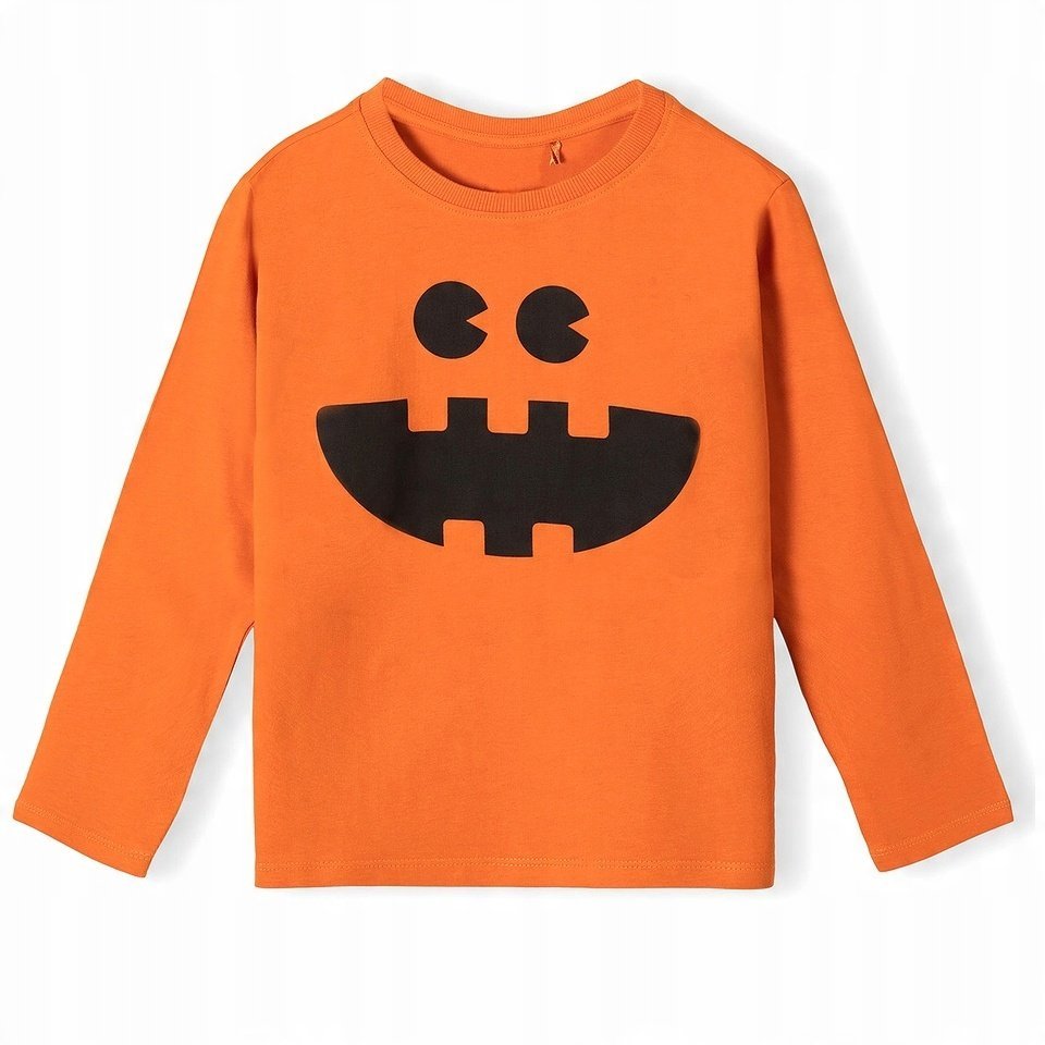 BLUZKA Halloween DYNIA Minka DŁUGI Rękaw LONGSLEEVE Pomarańczowa DUŻA 134