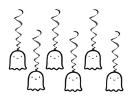 Halloween - Dekoracja wisząca świderki Wesoły Duszek - 6 szt. - miniaturka - grafika 1