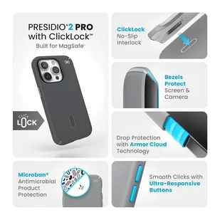 Speck Presidio2 Pro ClickLock & MagSafe - Etui iPhone 15 Pro (Charcoal Grey/Cool Bronze) - Etui i futerały do telefonów - miniaturka - grafika 3