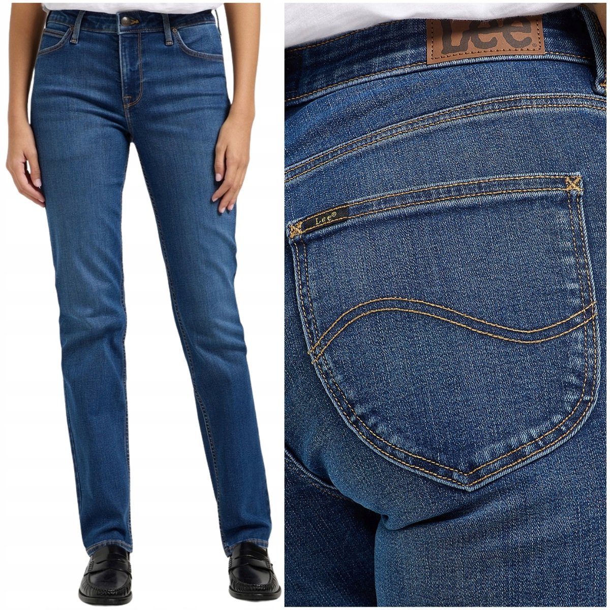 Lee ELLY slim Deep In dopasowane damskie proste spodnie jeansowe W26 L33