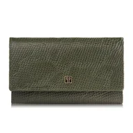 Portfele - PORTFEL DAMSKI SKÓRZANY Z IMITACJĄ WĘŻOWEJ SKÓRY ZIELONY DUŻY Z OCHRONĄ RFID T-09-GR - miniaturka - grafika 1