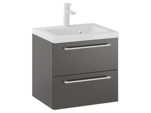 Szafka Wisząca Z Umywalką RON 50 cm - Titan Mat - Uchwyty Białe Matowe - Szafki łazienkowe - miniaturka - grafika 1