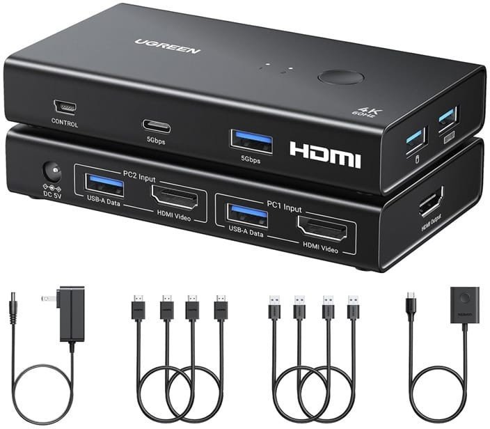 Przełącznik Switch KVM UGREEN AK502 2w1 HDMI 2.0