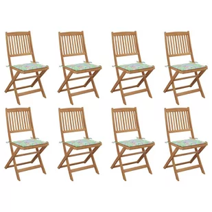 vidaXL Lumarko Składane krzesła ogrodowe z poduszkami, 8 szt., drewno akacjowe! 3075125 - Fotele i krzesła ogrodowe - miniaturka - grafika 1