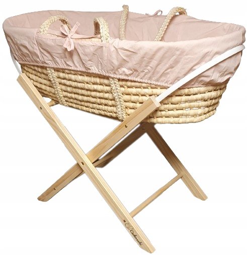 Cichoszki Zestaw Premium z pościelą Kosz Materac 3cm Stojak lakierowany