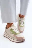 Sneakersy damskie - Sneakersy Damskie Big Star NN274A091 Beżowo-Zielone-38 - miniaturka - grafika 1
