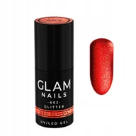 Lakiery hybrydowe - Lakier hybrydowy Glam Nails 602 Red Sparkle 6ml - miniaturka - grafika 1