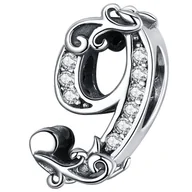 Wisiorki - CHARMS CYFRA DZIEWIĘĆ 9 koralik beads srebro S925 CH471 - miniaturka - grafika 1