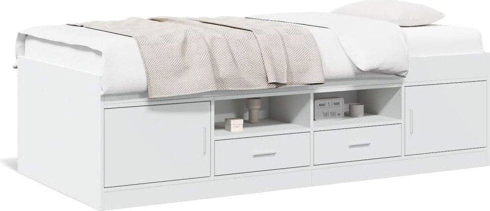 Łóżko dzienne z szufladami białe 75x190 cm materiał drewnopochodny