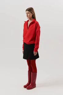 Bluza z zamkiem : Kolor - Czerwony, Rozmiar - XS/S - Bombshe - Bluzy sportowe damskie - miniaturka - grafika 1