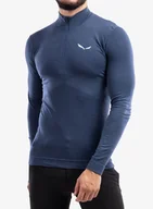 Bluzy sportowe męskie - Bluza Salewa Zebru Medium Warm AMR 1/2 Zip Tee - denim - miniaturka - grafika 1