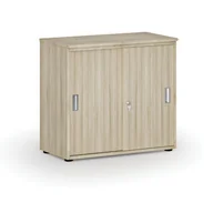 Szafy biurowe - Szafa biurowa z drzwiami przesuwnymi PRIMO WOOD, 740 x 800 x 420 mm, dąb naturalny - miniaturka - grafika 1