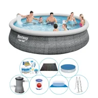 Baseny ogrodowe - Zestaw basenowy - Bestway Fast Set 457x107 cm okrągły - rattanowy - miniaturka - grafika 1