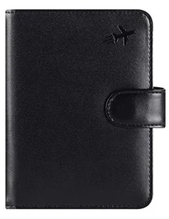 PASCACOO Etui na paszport, portfel, blokowanie RFID, skórzane etui na karty, akcesoria podróżne dla kobiet mężczyzn, Z #Black, klasyczny - Portfele - miniaturka - grafika 1