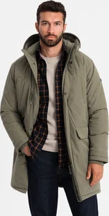 Kurtka męska Ombre Klasyczna męska długa kurtka typu parka oliwkowa V3 OM-JALJ-0166 XL - Kurtki męskie - miniaturka - grafika 1