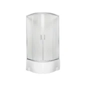 Kabiny prysznicowe - Kabina prysznicowa z brodzikiem głębokim Malibu 90 GL Kerra półokrągła szkło mrożone - miniaturka - grafika 1