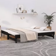 Łóżka - Lumarko Łóżko rozsuwane, czarne, 2x(100x200) cm, lite drewno sosnowe - miniaturka - grafika 1