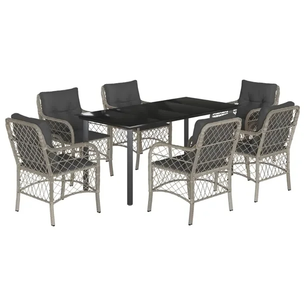 Zestaw mebli ogrodowych rattan PE 160x80 czarny/jasnoszary