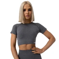 Koszulki sportowe damskie - Koszulka damska GymBeam FLO CropTop Grey M - miniaturka - grafika 1