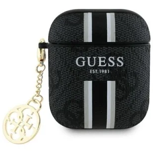 Etui na słuchawki GUESS 4G Printed Stripes Charm do Apple AirPods 1/2 Czarny - Akcesoria do słuchawek - miniaturka - grafika 1