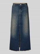 Spódnice - Spódnica jeansowa z rozcięciem - miniaturka - grafika 1