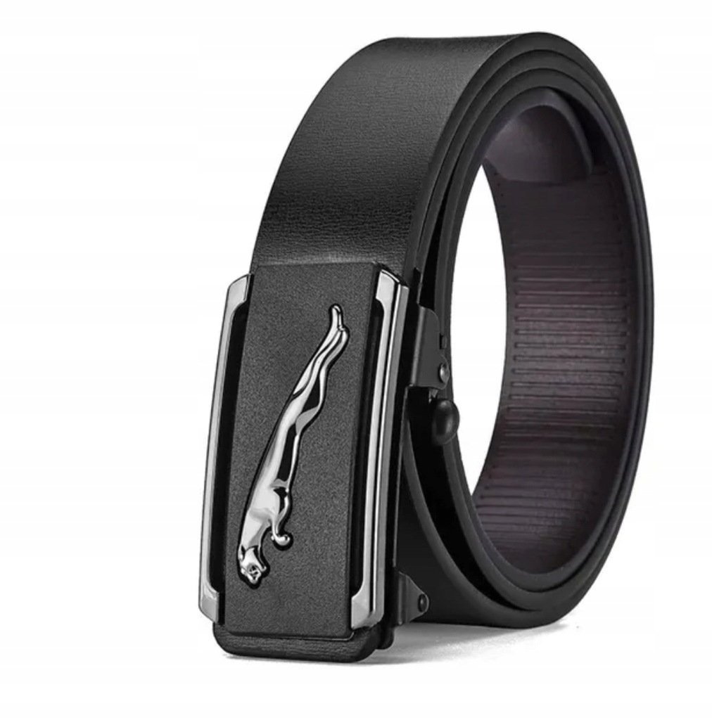 Modny elegancki pasek Jaguar czarny regulowany prezent