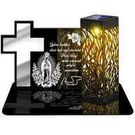 Lampiony i znicze - ZNICZ SOLARNY LED WIECZNY PODSTAWKA NA CMENTARZ GRÓB lampka Krzyż 3D DLA MĘŻA - miniaturka - grafika 1
