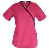 Odzież medyczna - Bluza medyczna amarant z lamówką granat 36 - miniaturka - grafika 1