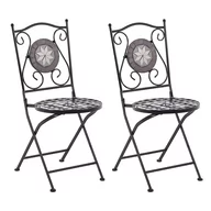 Fotele i krzesła ogrodowe - Lumarko Zestaw 2 Krzeseł Ogrodowych Metalowy Czarny Cariati - miniaturka - grafika 1