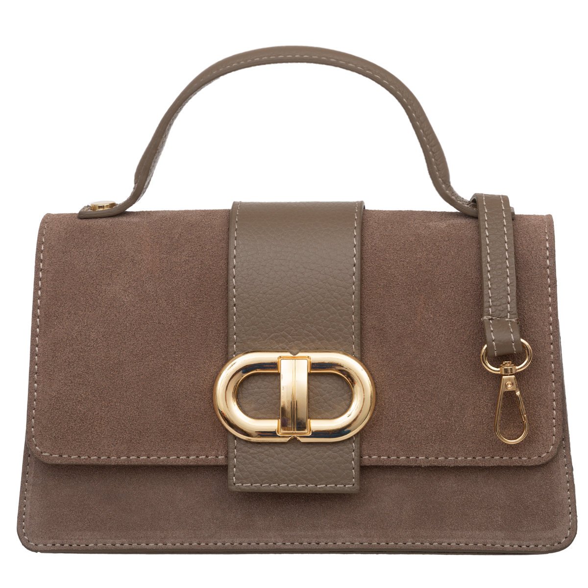 Torebka Kuferek Zamszowy Damski Vera Pelle Alda Taupe