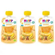 Desery dla dzieci - Hipp Sport Mus owocowy po 1. roku banany-gruszki-pomarańcze-mango z ryżem zestaw 3 x 120 g Bio - miniaturka - grafika 1