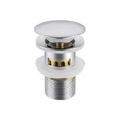 Korki do umywalek - BALNEO - Korek umywalkowy mosiężny Klik Klak model F uniwersalny do umywalki 1/4 cala z przelewem i koszyczkiem chrom - miniaturka - grafika 1