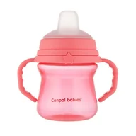 Kubki dla dzieci - kubek z silikonowym ustnikiem FirstCup 150ml różowy - miniaturka - grafika 1