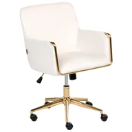 Fotele i krzesła biurowe - Beliani Krzesło obrotowe ALTONA Welur Złamana biel - miniaturka - grafika 1