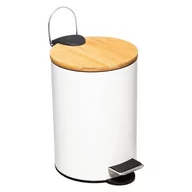 Kosze na śmieci - Kosz łazienkowy na śmieci z bambusową pokrywą MODERN, biały, 3 l - miniaturka - grafika 1