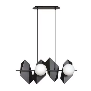 Emibig Lighting czarna lampa wisząca białe kule DRIFTON 4 BLACK 636/4 podłużny żyrandol do salonu na 4 żarówki 636/4 - Lampy sufitowe - miniaturka - grafika 1