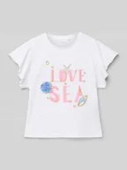 Koszulki dla dziewczynek - T-shirt z nadrukiem z napisem model ‘SEA’ - miniaturka - grafika 1