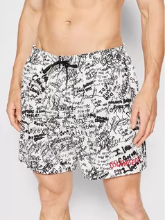 Kąpielówki męskie - Dsquared2 Underwear Szorty kąpielowe Scribbles Midi D7B544190 Biały Regular Fit - grafika 1