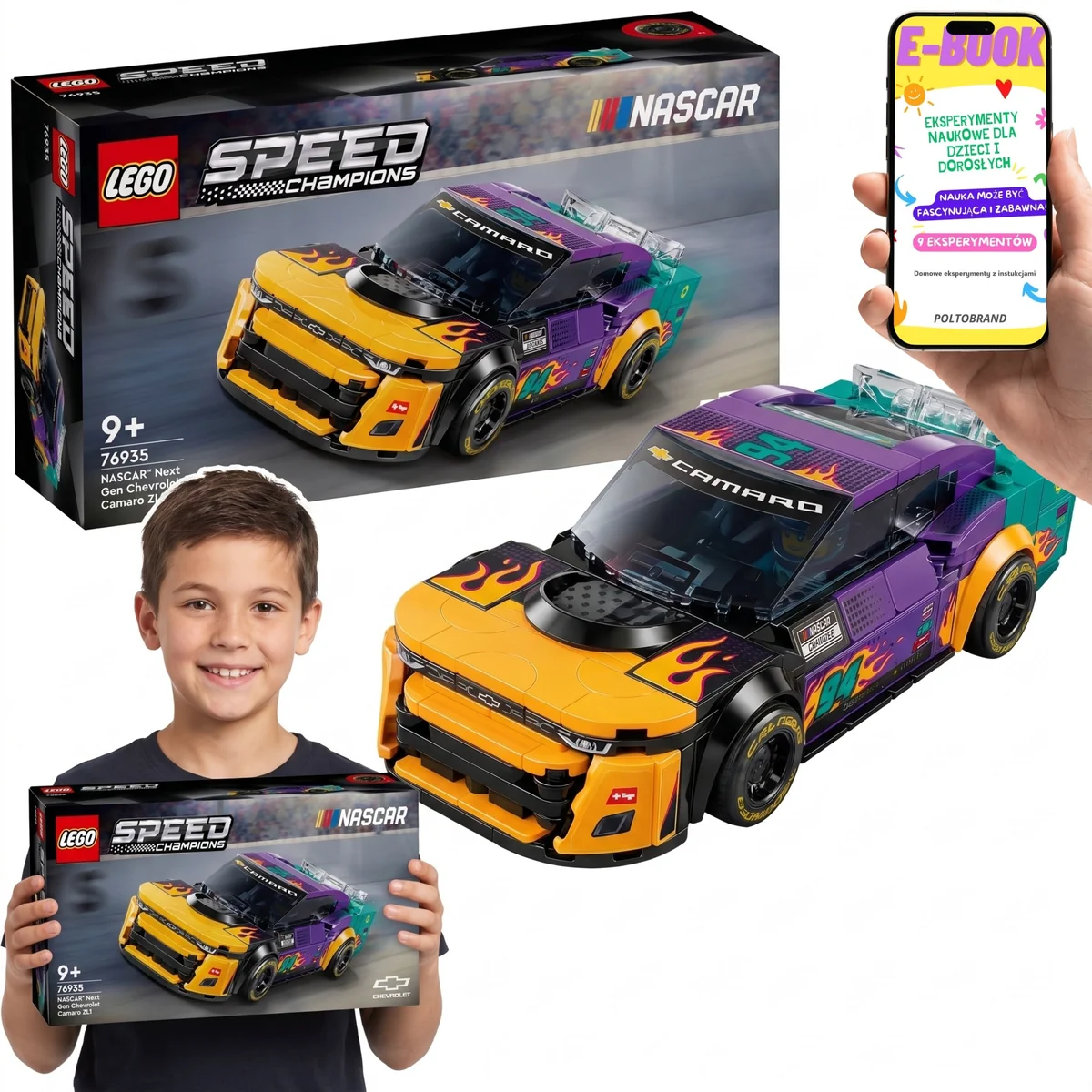 LEGO Speed Champions NASCAR Chevrolet Camaro ZL1 76935 • auto wyścigowe • 328 el.