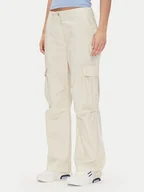 Spodnie damskie - Tommy Jeans Spodnie materiałowe Tjw Cargo Relaxed Straight DW0DW20350 Beżowy Relaxed Fit - miniaturka - grafika 1
