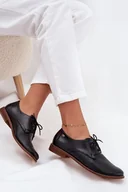 Półbuty damskie - Skórzane Półbuty Damskie Eleganckie Sznurowane Zazoo 4238 Czarne - Butosklep - miniaturka - grafika 1