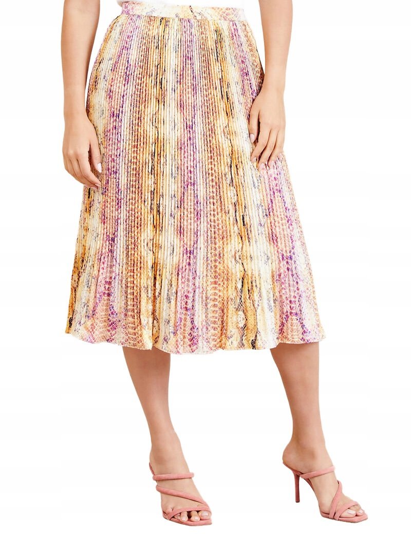 MARCIANO GUESS PLISOWANA SPÓDNICA MIDI WZÓR SKÓRY WĘŻA 44 GGA